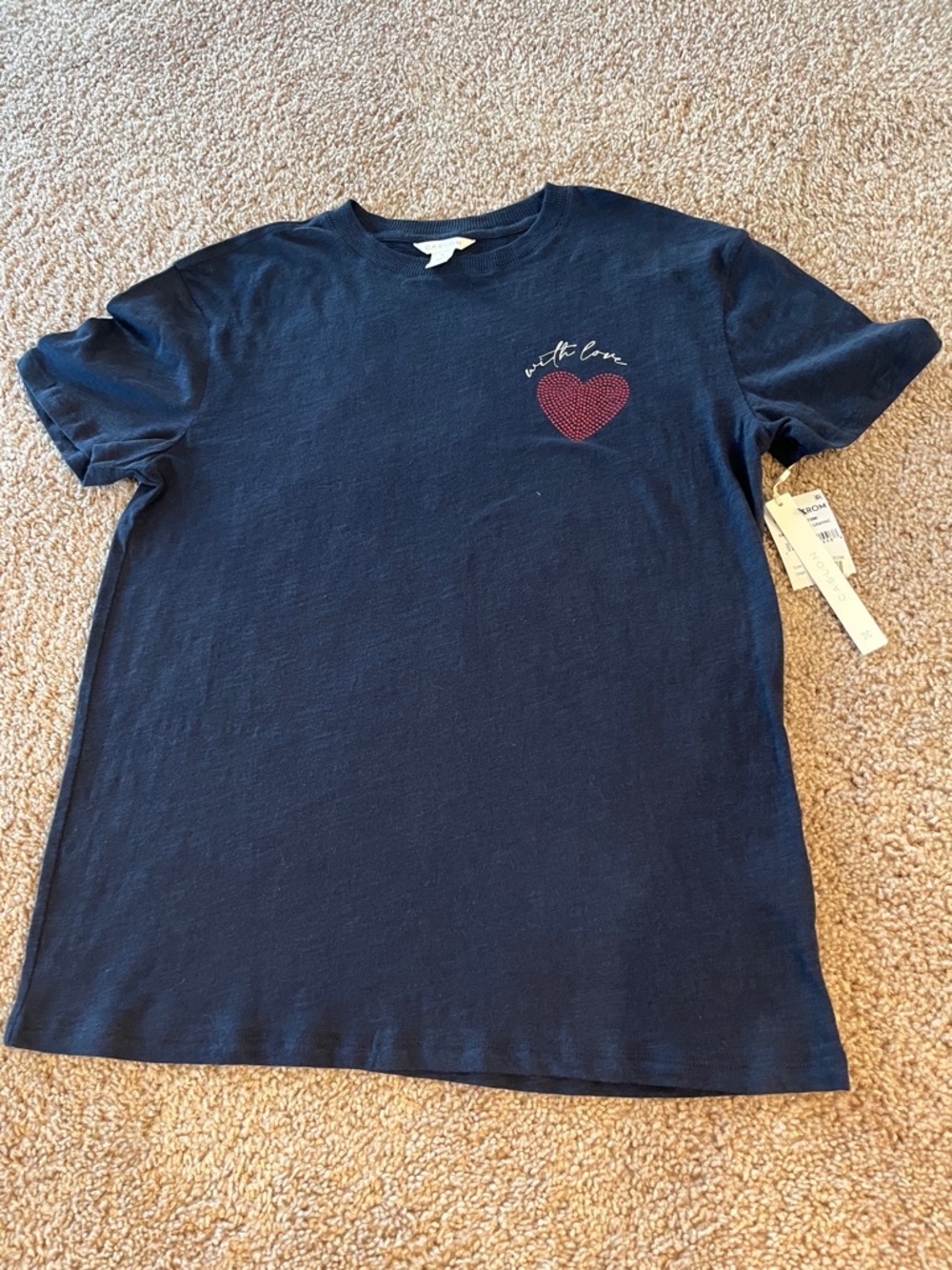 Kids Navy T-Shirt with Red Heart Graphic